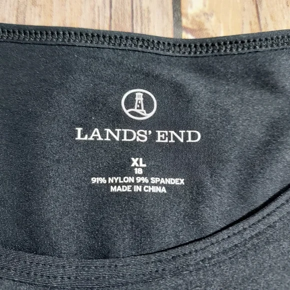 Lands End black and white stripe rash guard swim shirt XL/18 - Picture 3 of 9